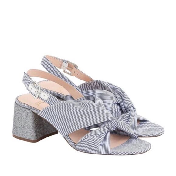 J.Crew Twisted-knot Penny sandals in stripe with glitter heel - Picture 1 of 7
